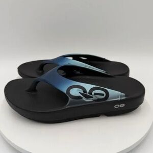 OOFOS OOahh Recovery Black Flip Flop Sandals US Sz 6-7.